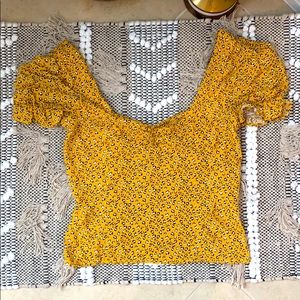 Yellow animal print top (princes sleeves)